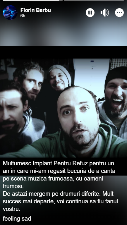 Florin Barbu paraseste formatia Implant Pentru Refuz